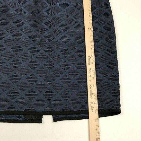 Ann Taylor Womens Jacquard Pencil Skirt Blue Black Print Back Zip Lined Size 8 - Picture 5 of 12